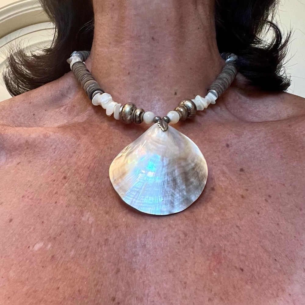 Opalescent and Puka Shell Choker Necklace